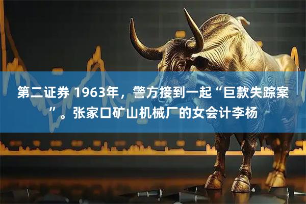 第二证券 1963年，警方接到一起“巨款失踪案”。张家口矿山机械厂的女会计李杨